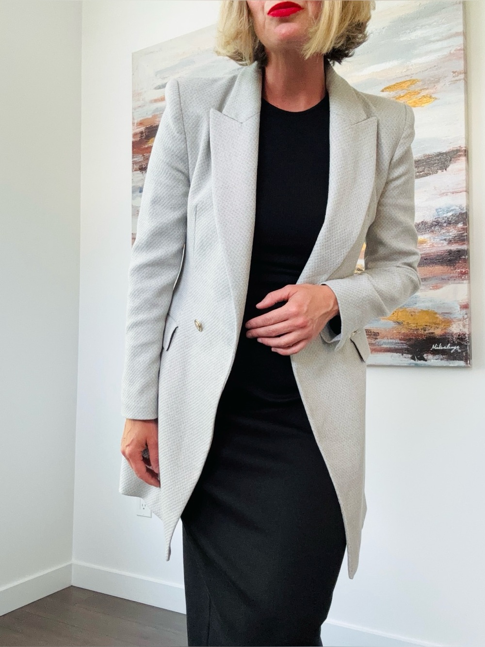 ZARA Textured Double Breasted Longline Blazer Jacket Size S